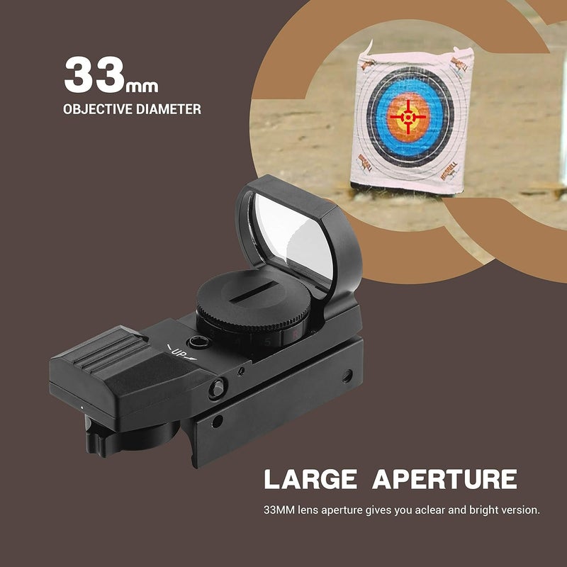 ESSLNB Red Green Dot Sight Reflex Sight Scope with 4 Reticles and 20/22mm Rail Mounts Waterproof Shockproof with 5 Adjustable Brightness - Image 2